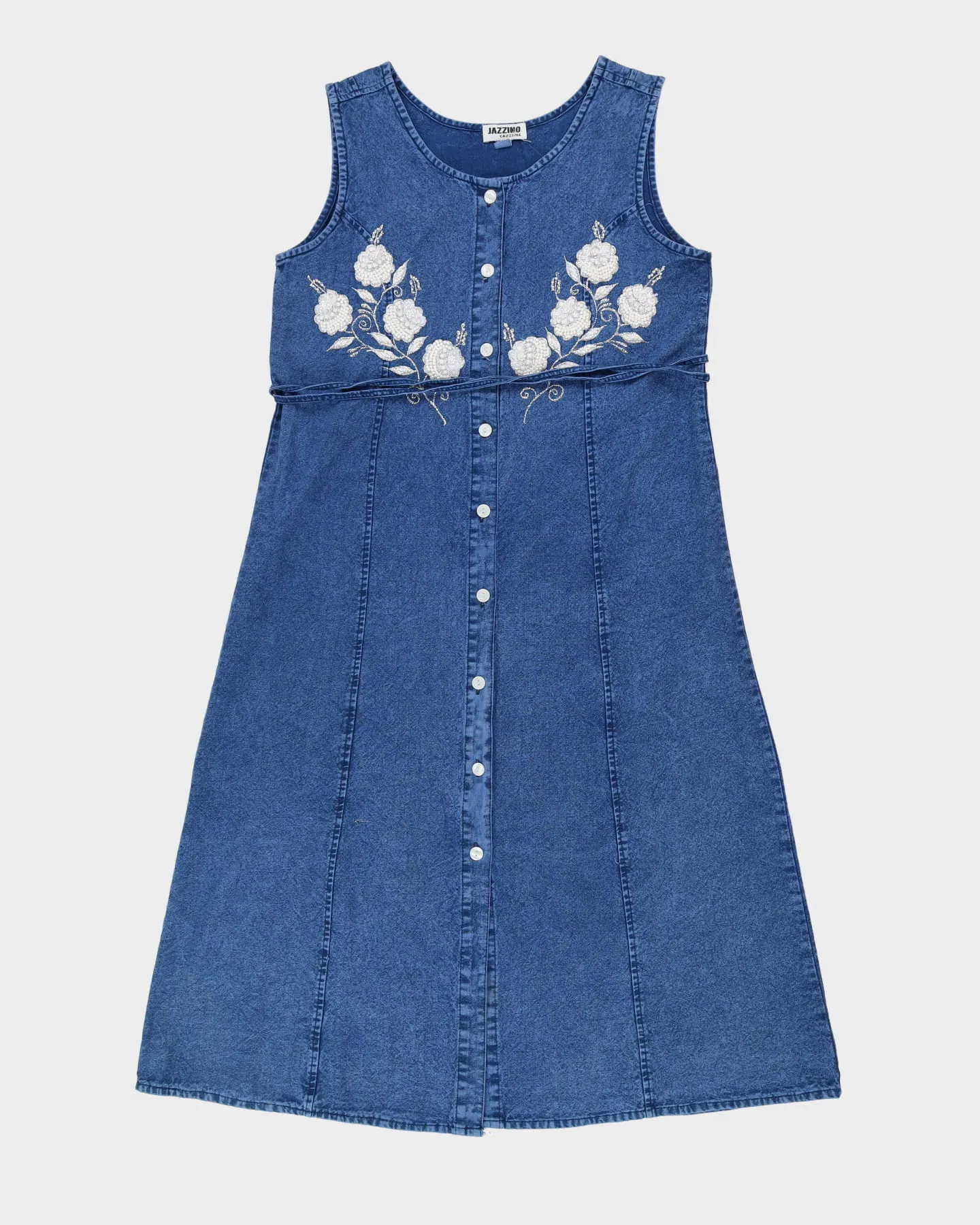 00s Blue Denim With Beads Dress - M