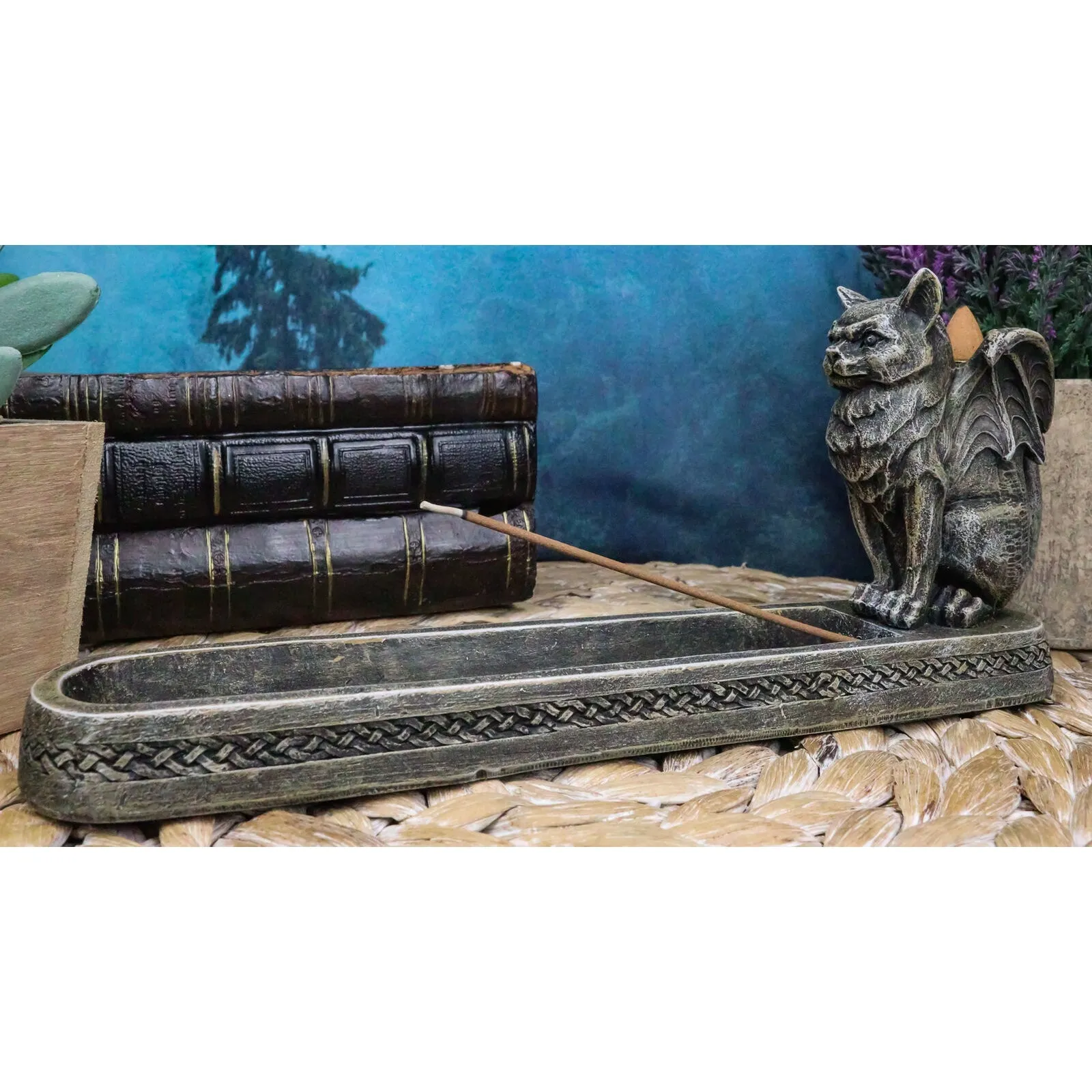 10" Winged Cat Incense Burner