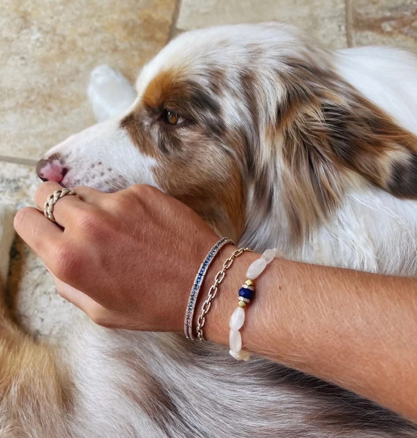 14K Gold Rainbow and Diamond Tennis Bracelet