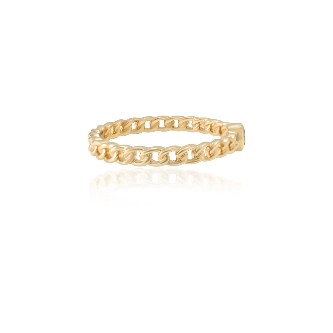 14K Peridot Solid Link Chain Ring