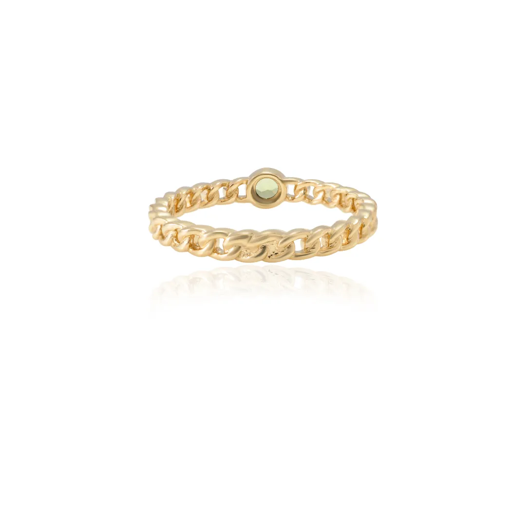 14K Peridot Solid Link Chain Ring