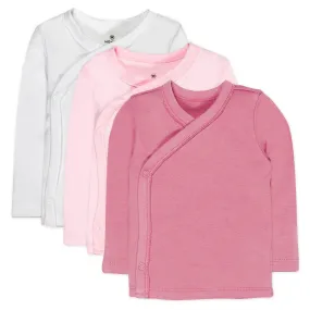 3-Pack Organic Cotton Long Sleeve Side-Snap Kimono Tops