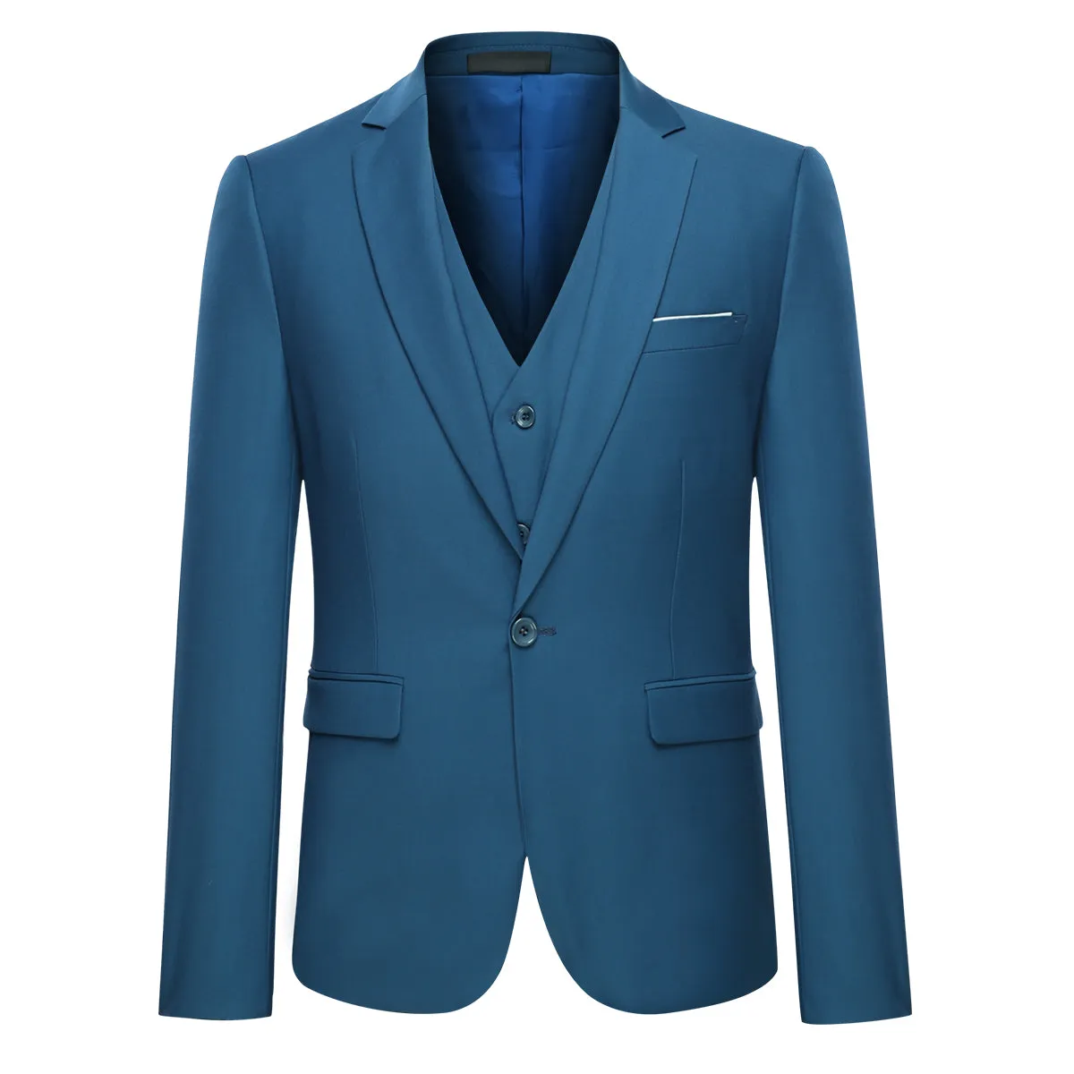 3-Piece Slim Fit Classic Casual RoyalBlue Suit