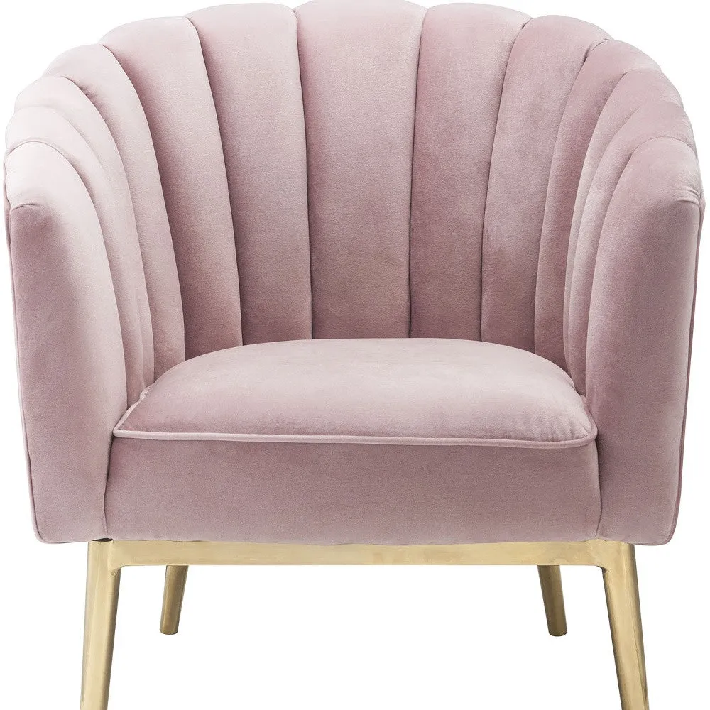 31 Pink And Copper Velvet Tufted Barrel Chair