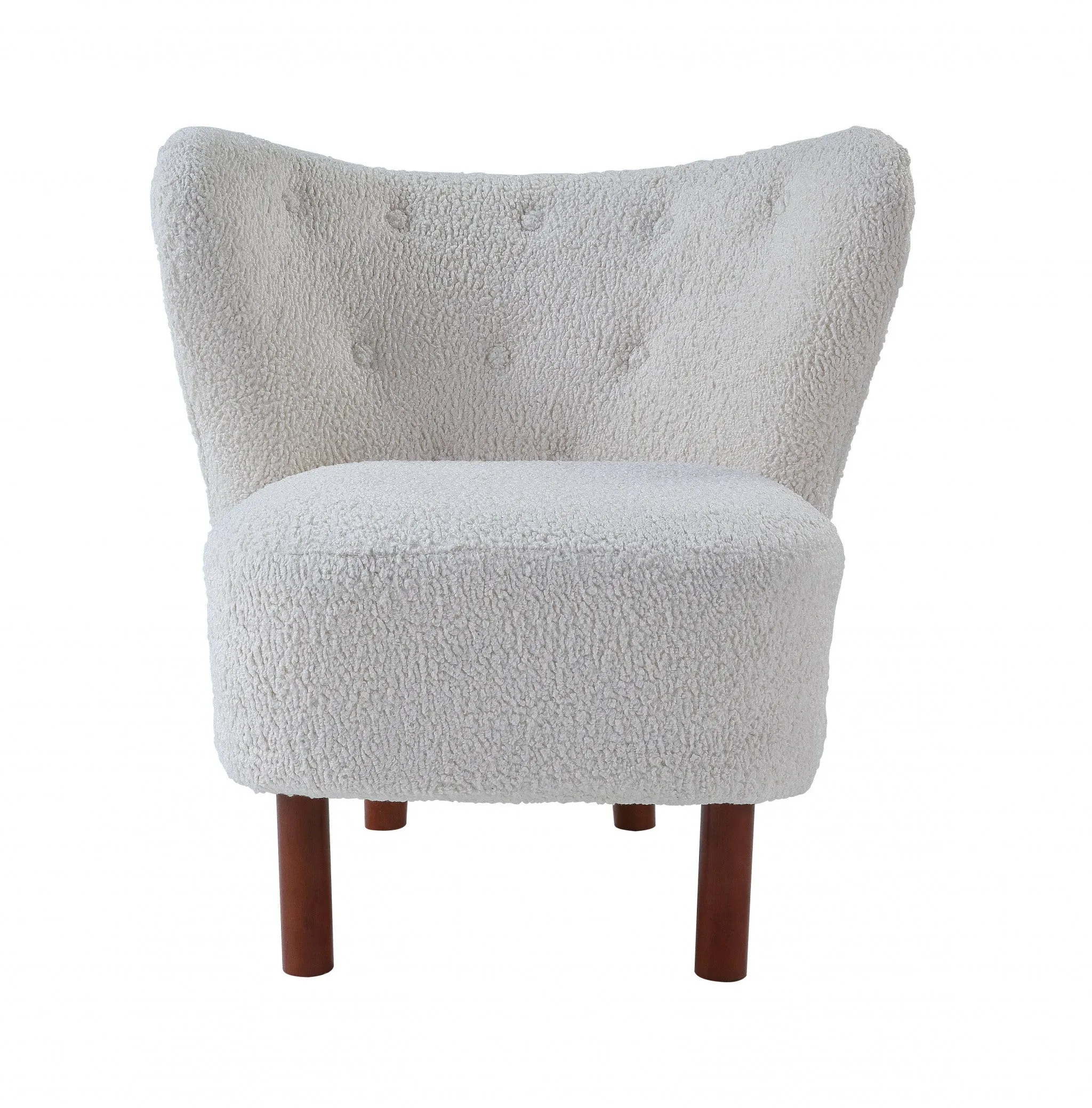 31 White Sherpa And Brown Polka Dots Wingback Chair