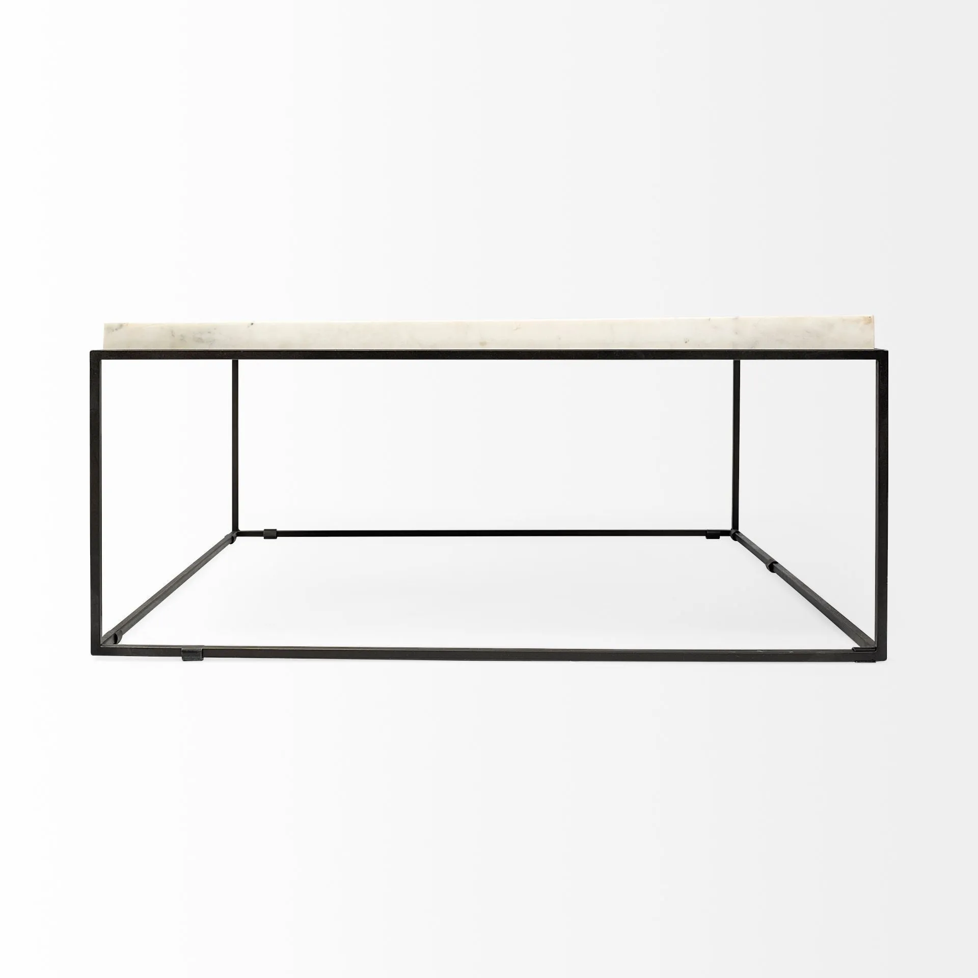 36 White And Black Genuine Marble And Metal Square Coffee Table