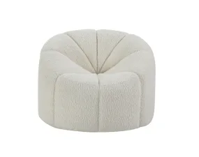 38 White And Black Sherpa Swivel Barrel Chair