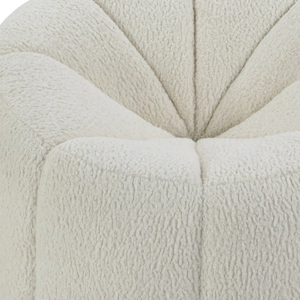 38 White And Black Sherpa Swivel Barrel Chair