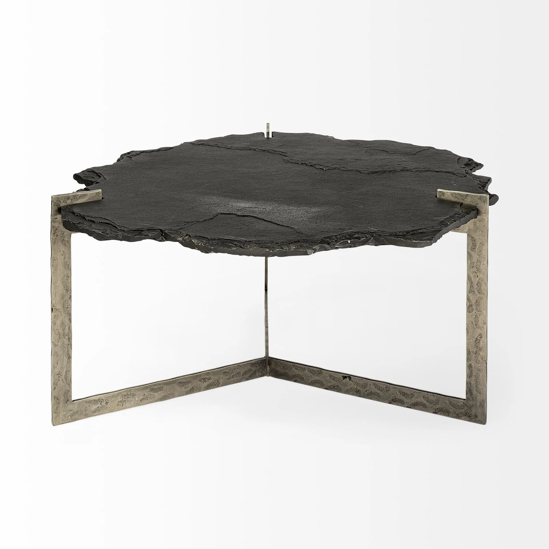 40 Black And Gold Stone And Iron Free Form Distressed Coffee Table