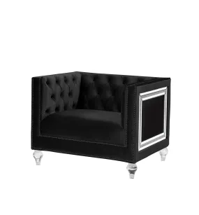 40 Black Velvet Tufted Arm Chair