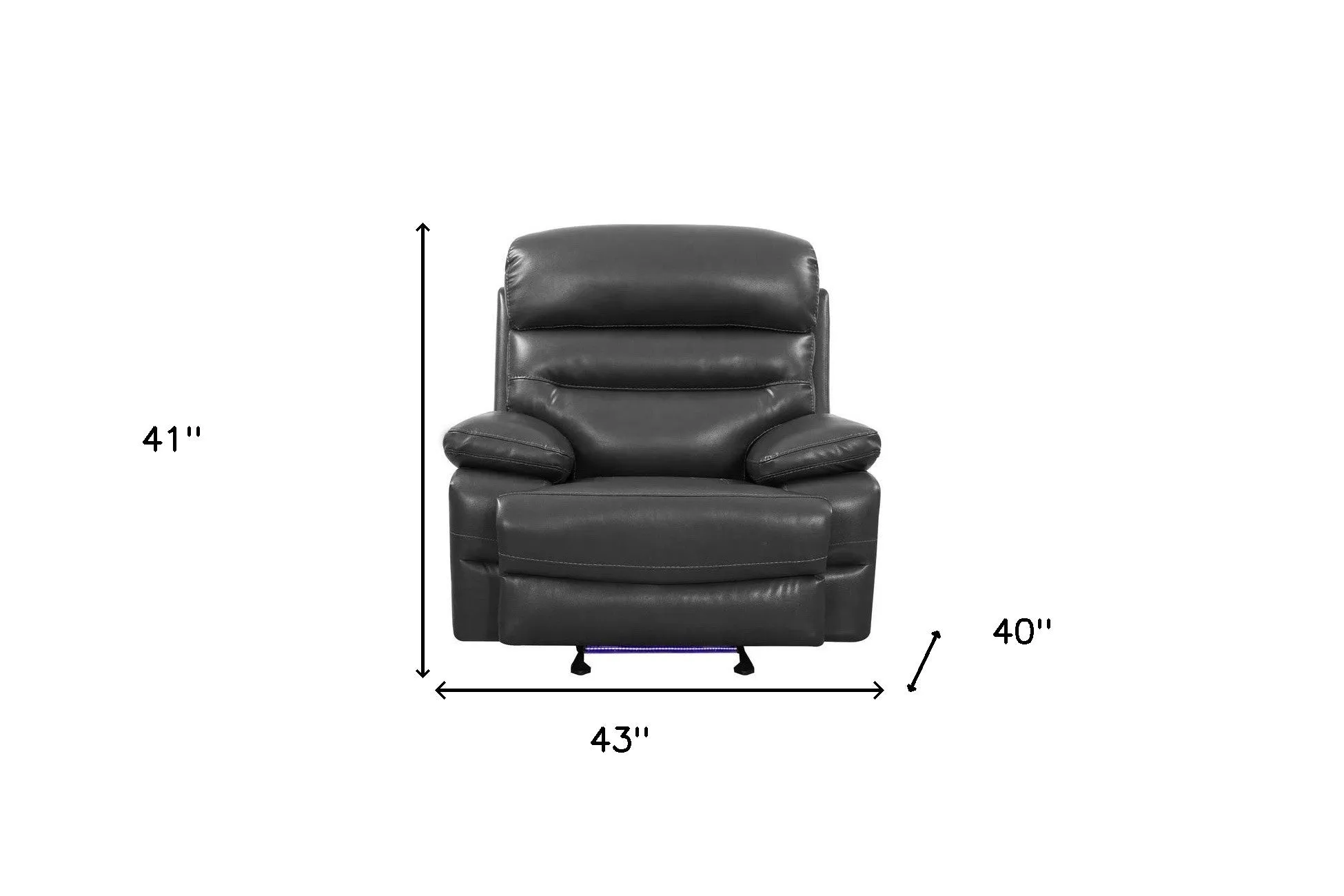 43 Grey Faux Leather Power Recliner Chair