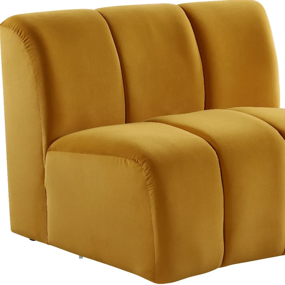 43 Yellow And Black Velvet Slipper Chair