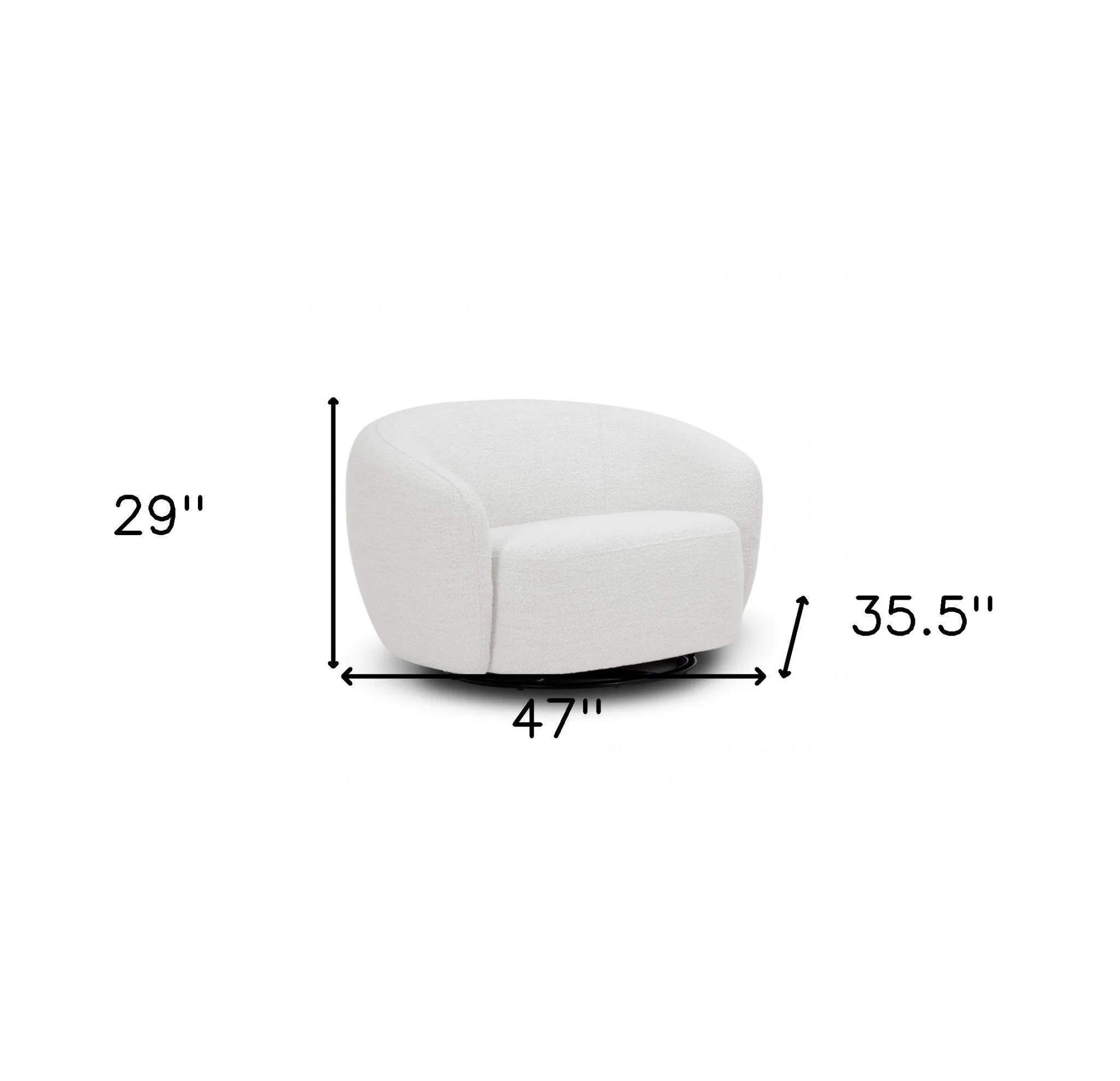 47 Off White 100% Polyester And Black Solid Color Swivel Barrel Chair