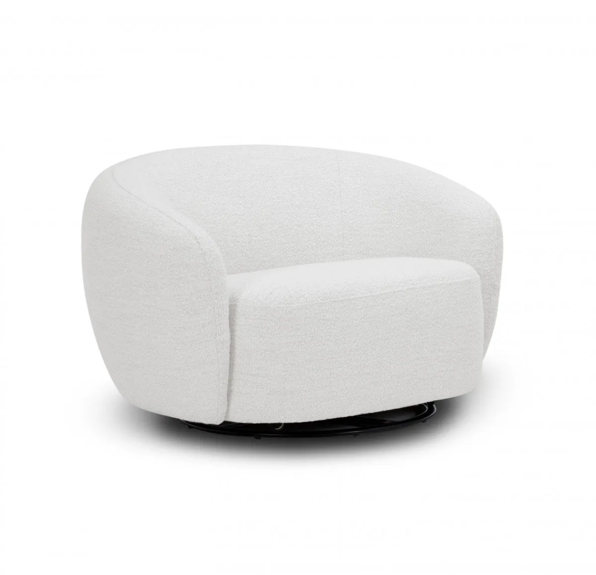 47 Off White 100% Polyester And Black Solid Color Swivel Barrel Chair