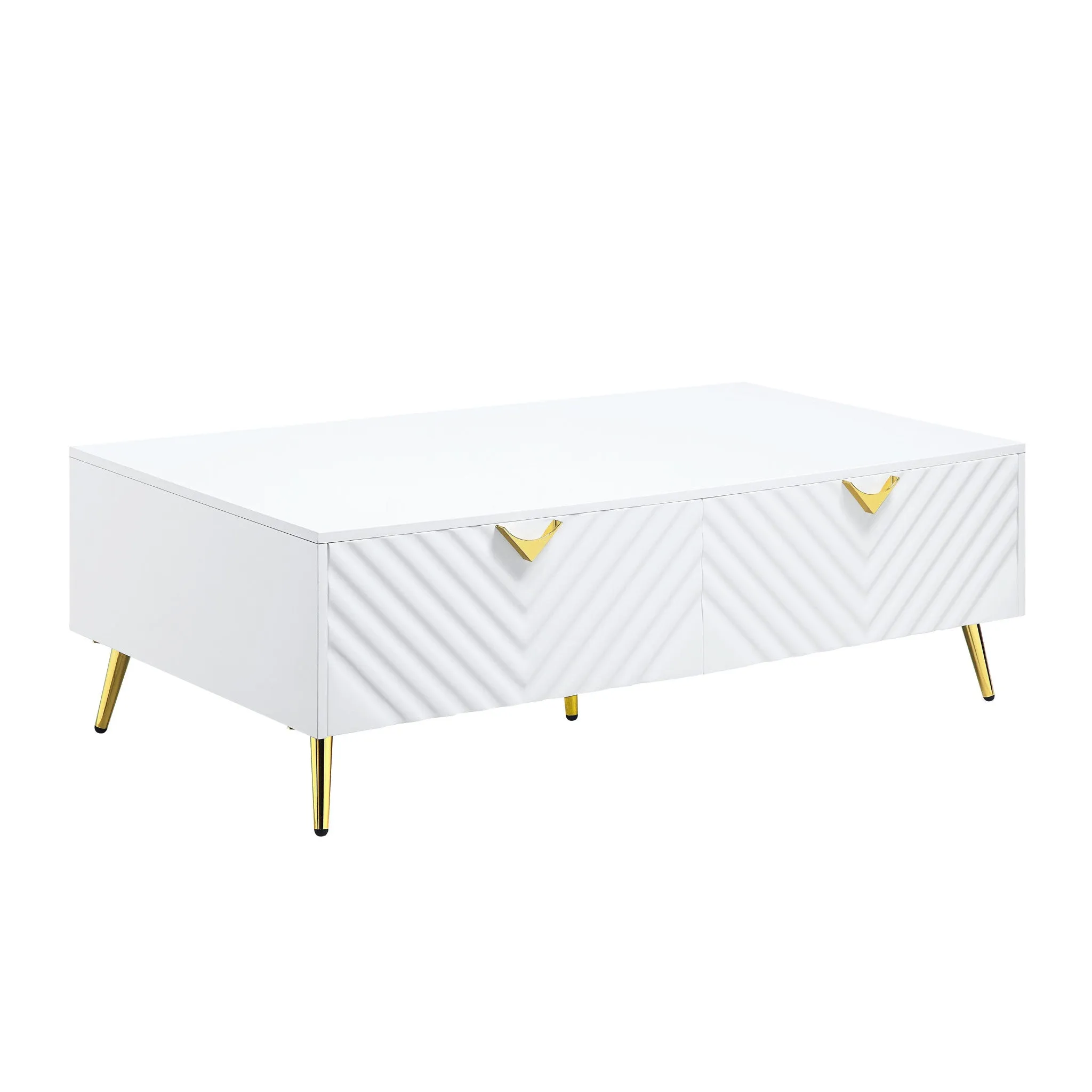 53 White Metal Coffee Table With Four Drawers