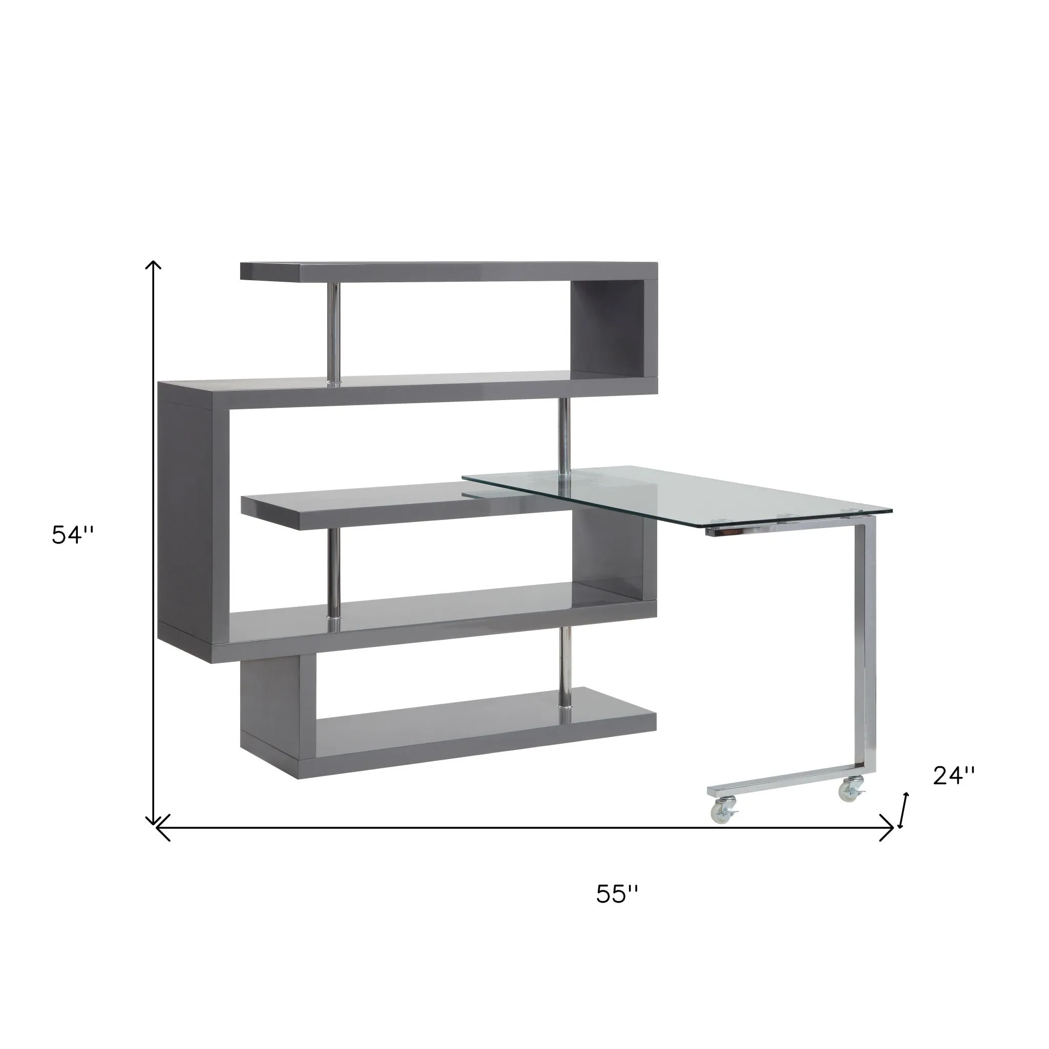 55 Gray L Shape Writing Desk