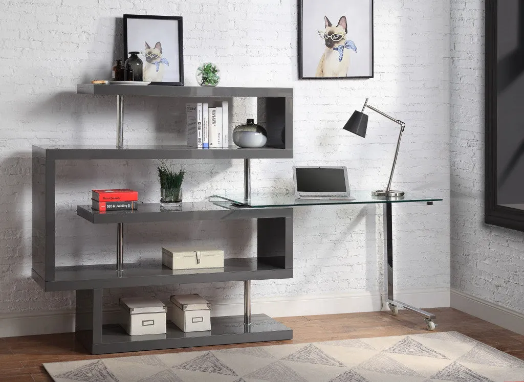 55 Gray L Shape Writing Desk