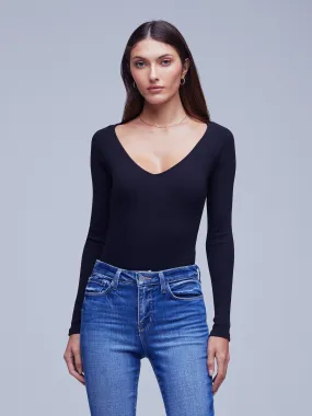 5730CMRb L'Agence Winona Wide V-Neck Bodysuit