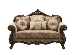 69 Beige and Gold And Brown Loveseat and Toss Pillows