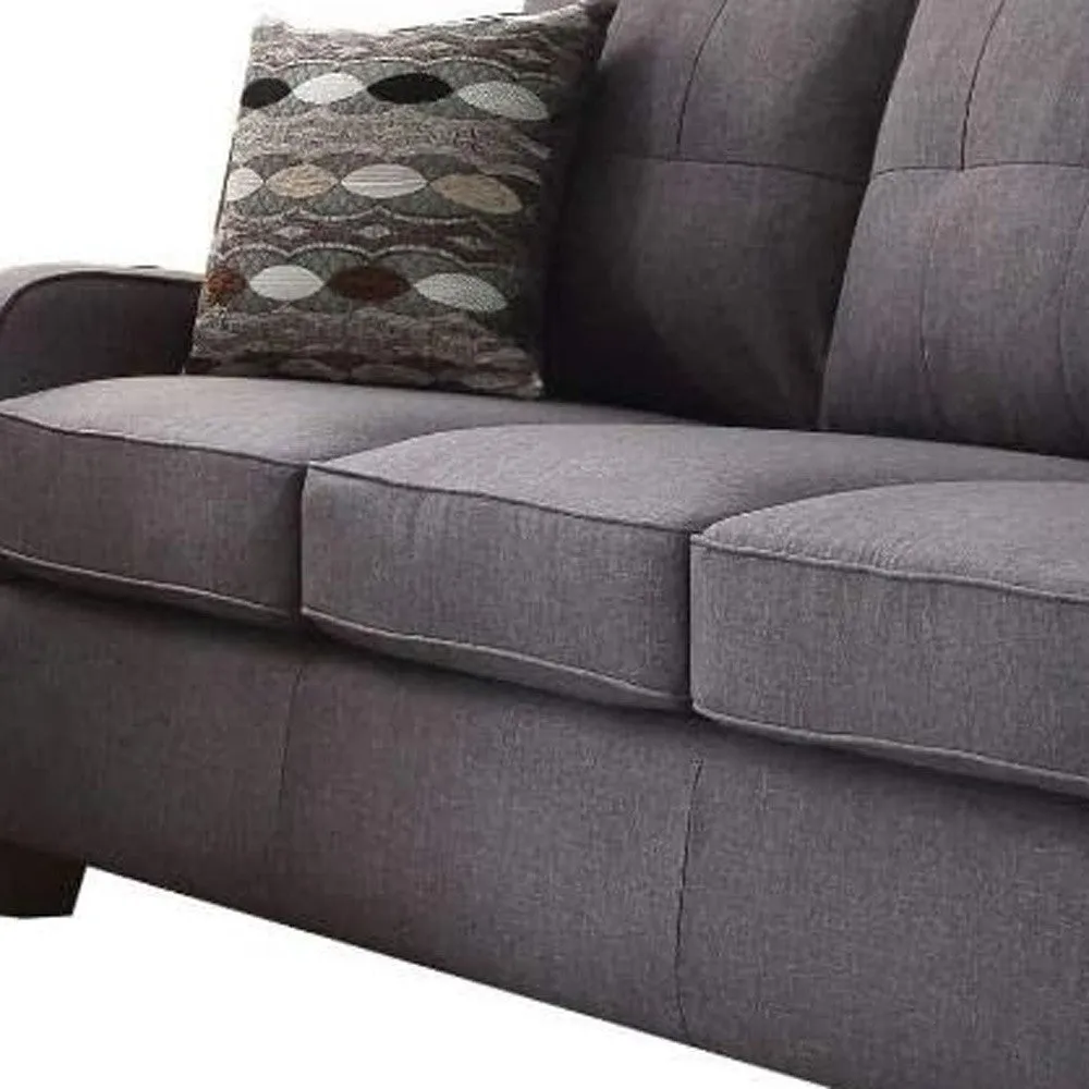 69 Gray And Dark Brown Linen Sofa And Toss Pillows