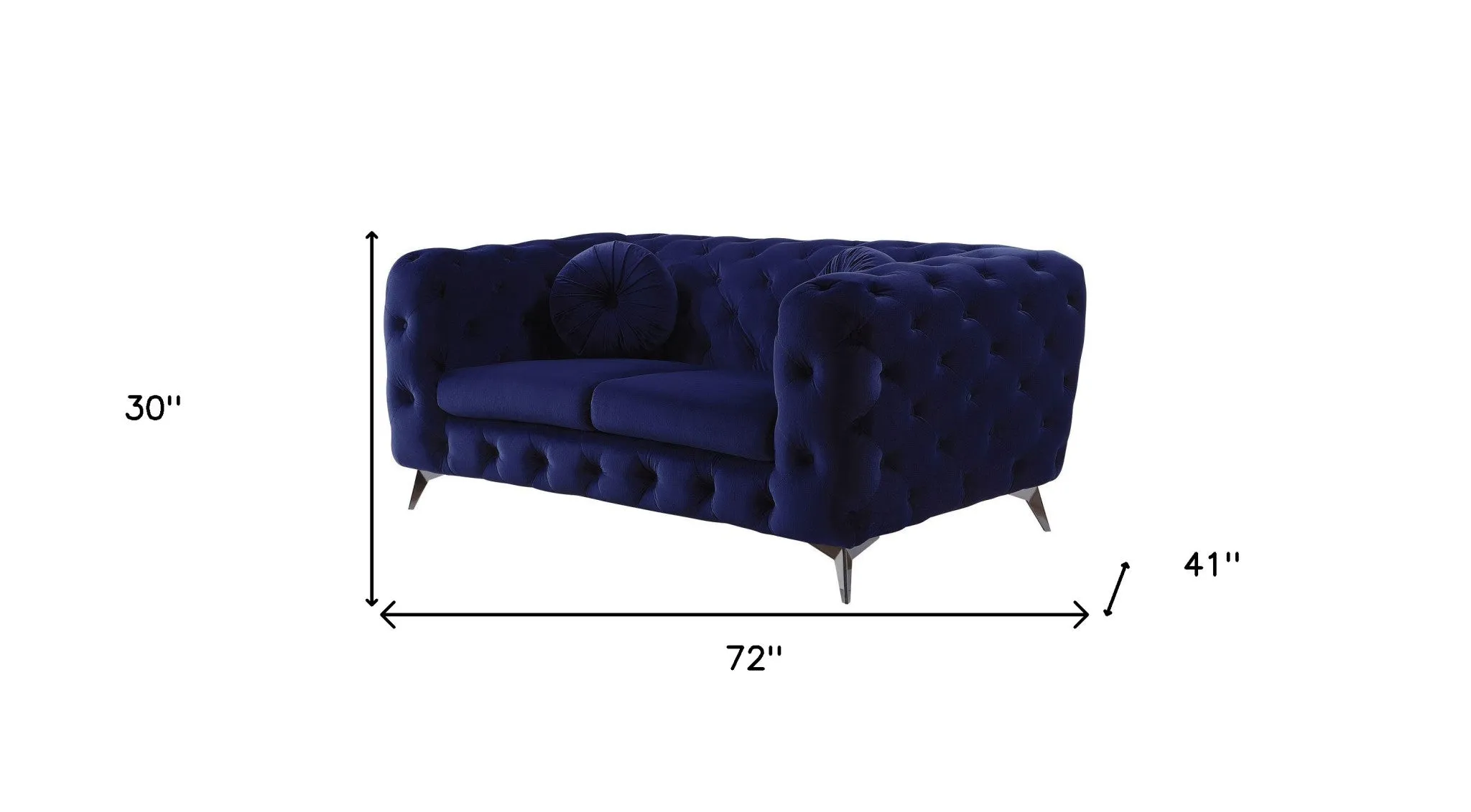 72 Blue And Silver Velvet Loveseat