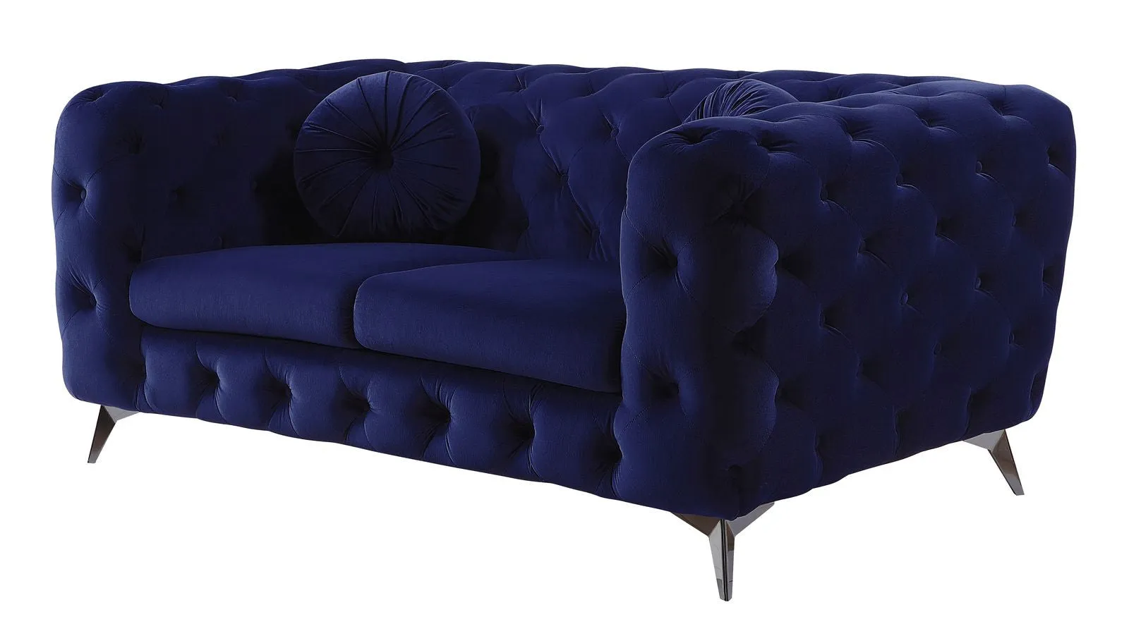 72 Blue And Silver Velvet Loveseat