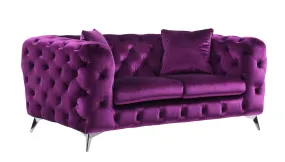 72 Purple And Silver Velvet Loveseat