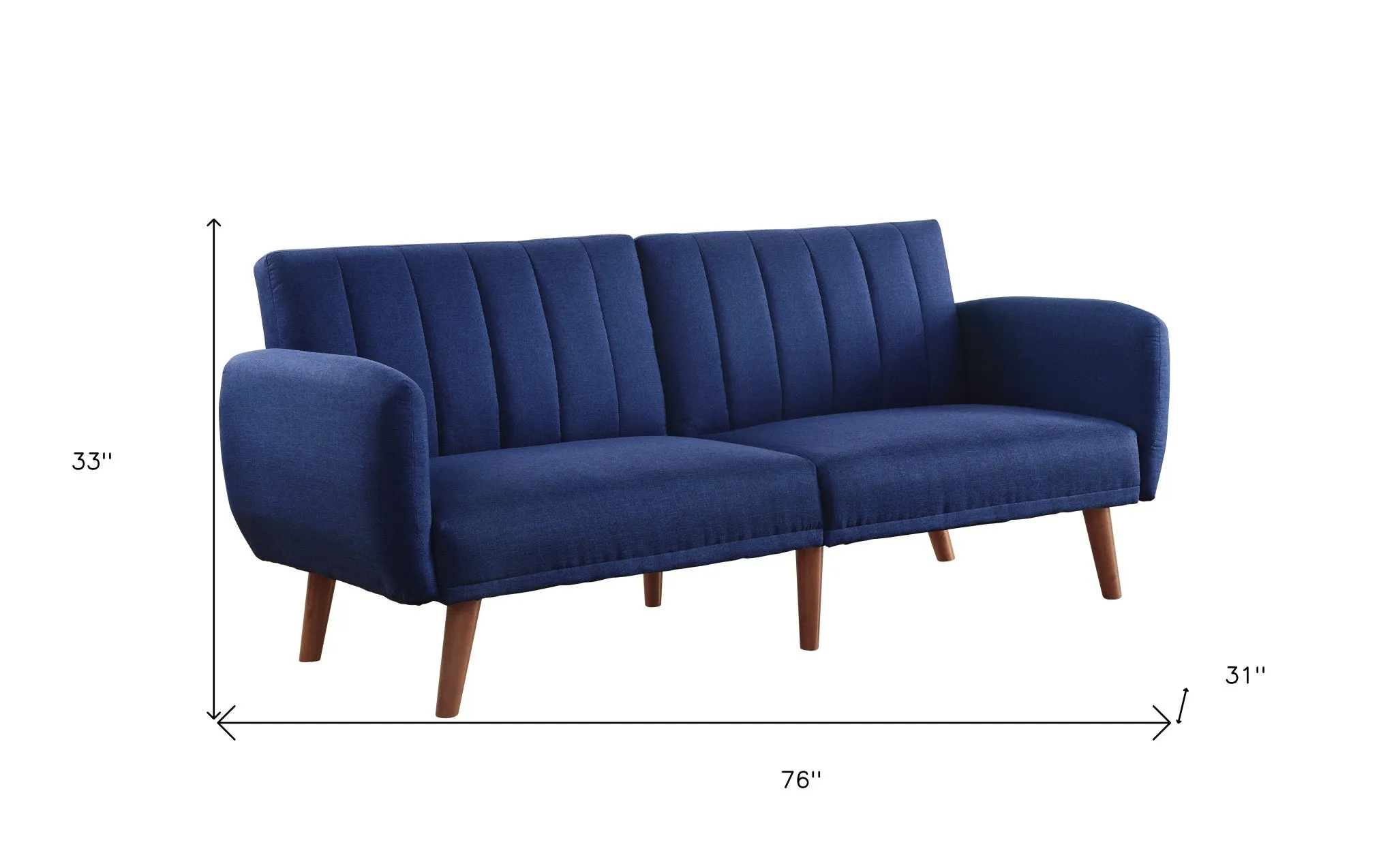 76 Blue Linen And Wood Brown Sleeper Sofa