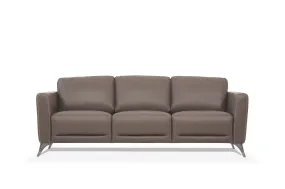 83 Taupe Leather And Black Sofa