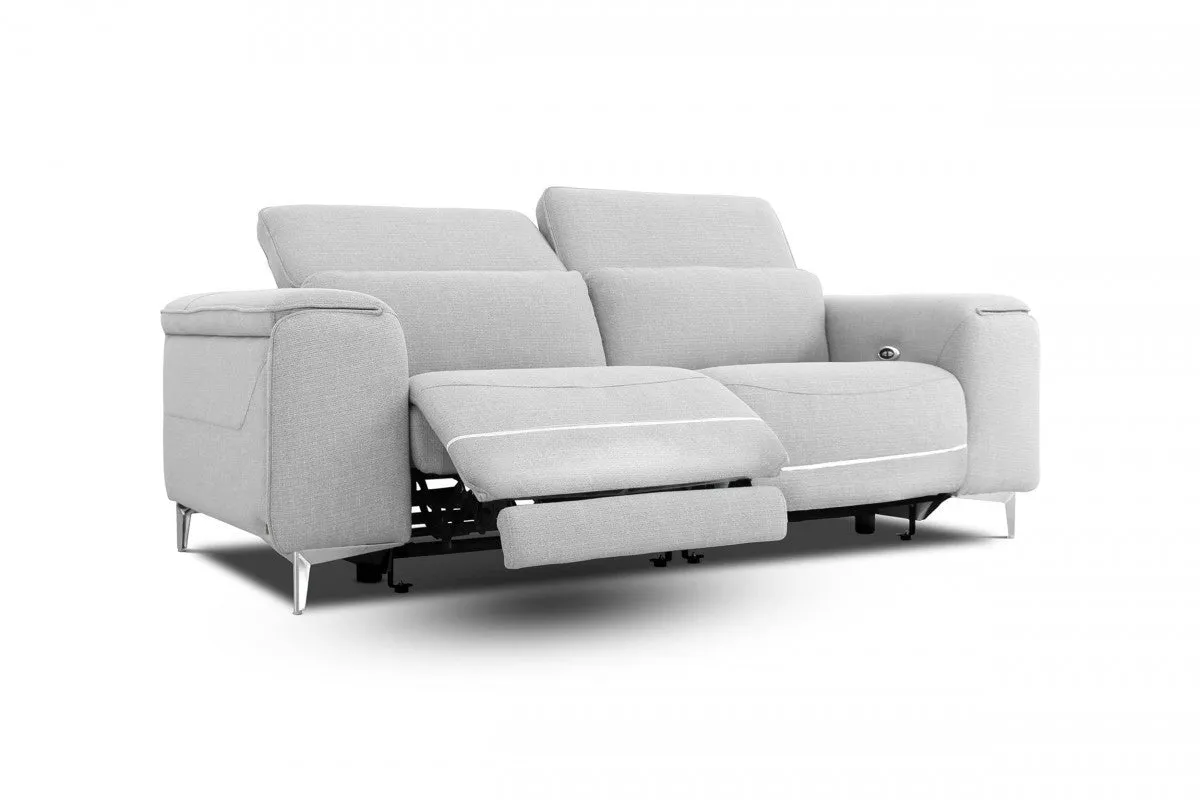 84 Gray And Silver Power Reclining Love Seat