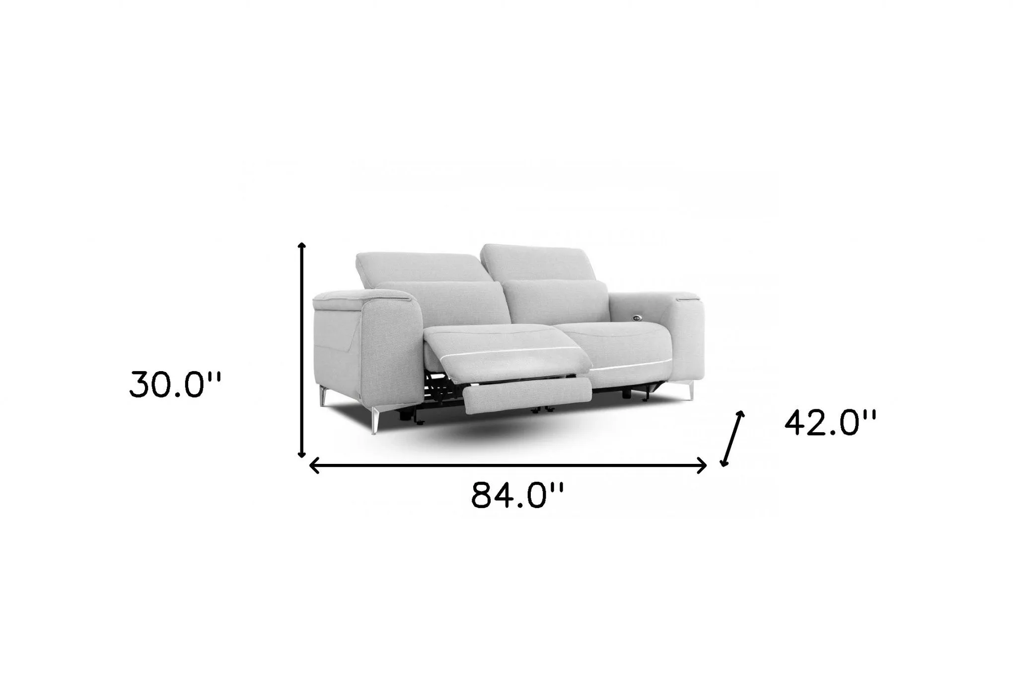 84 Gray And Silver Power Reclining Love Seat