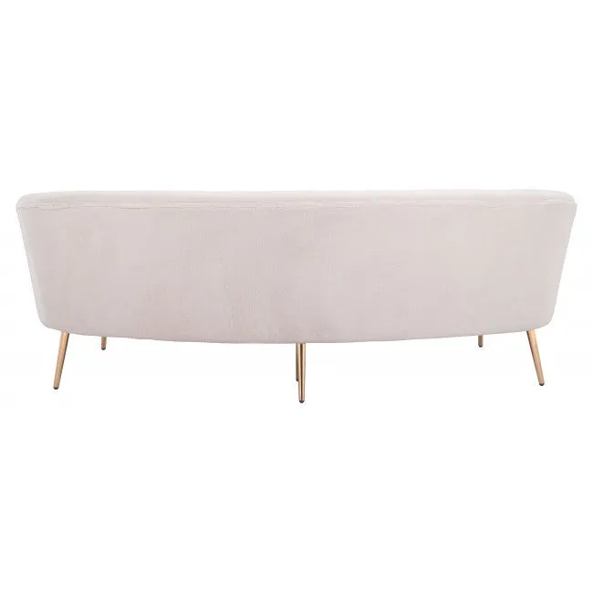 86 White And Gold Polyester Sofa