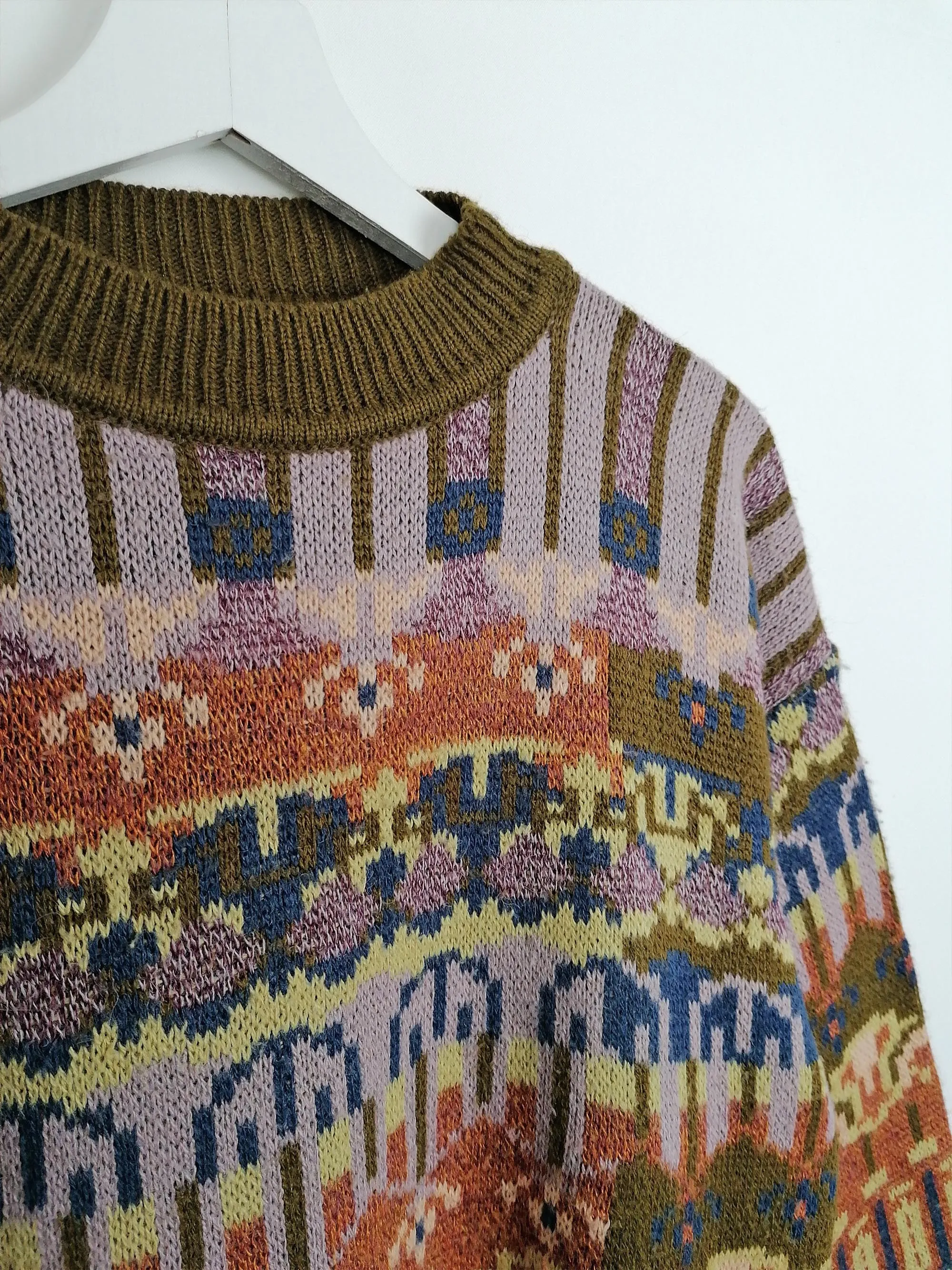 90's ANN LLEWELYN Esq. Folk Pattern Sweater - size S