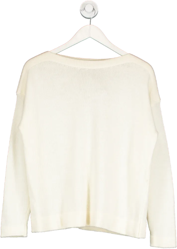 Aavelle Cream Boat Neck Cashmere Blend Knit UK S