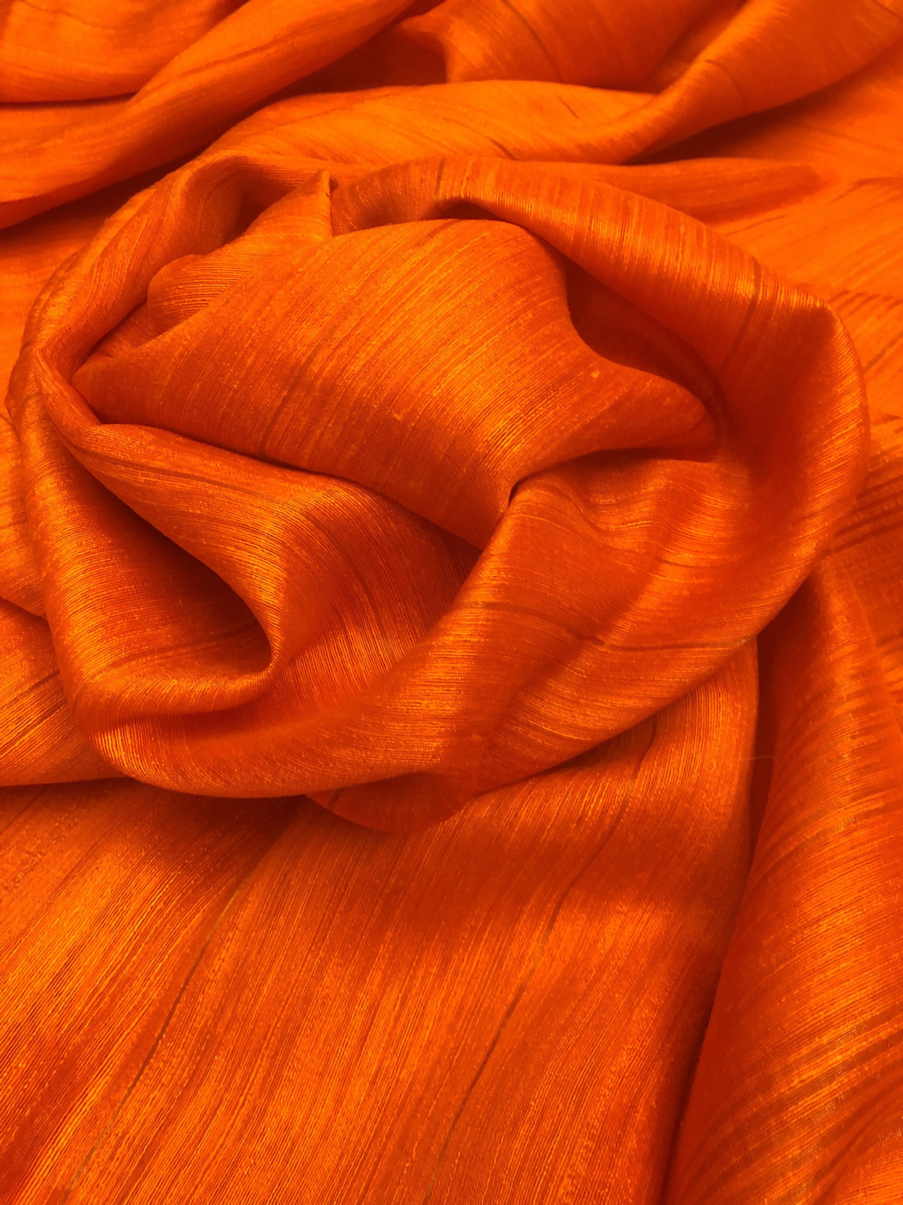 Aerospace Orange Color Pure Matka Silk Saree with Zari Work