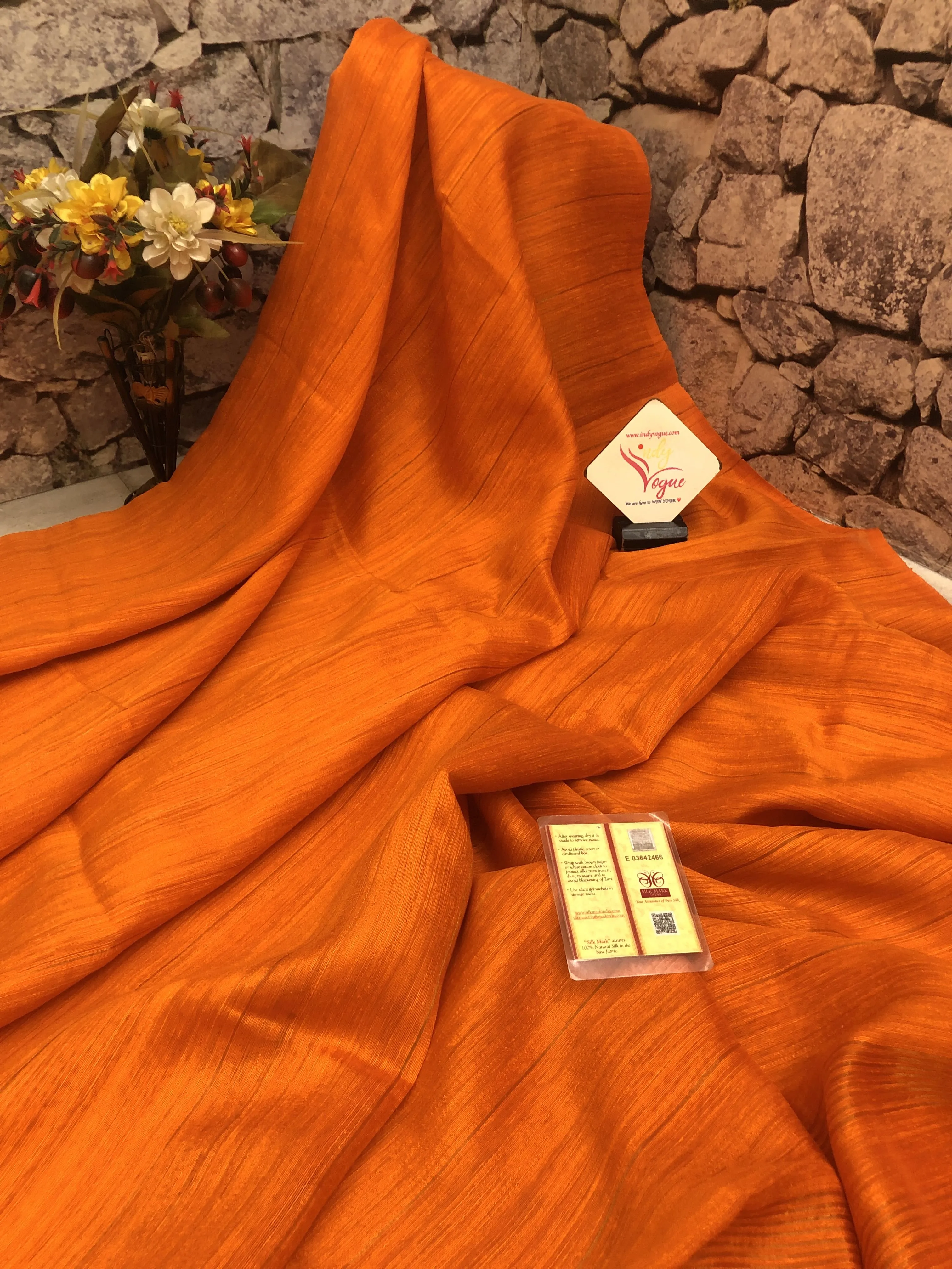 Aerospace Orange Color Pure Matka Silk Saree with Zari Work