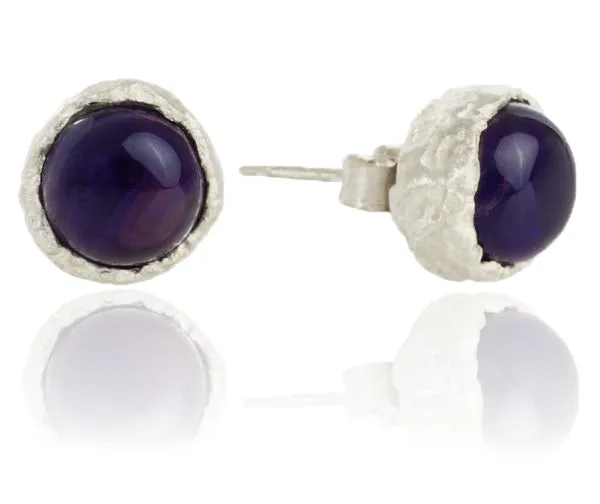 Amazonian Silvermine Studs Amethyst