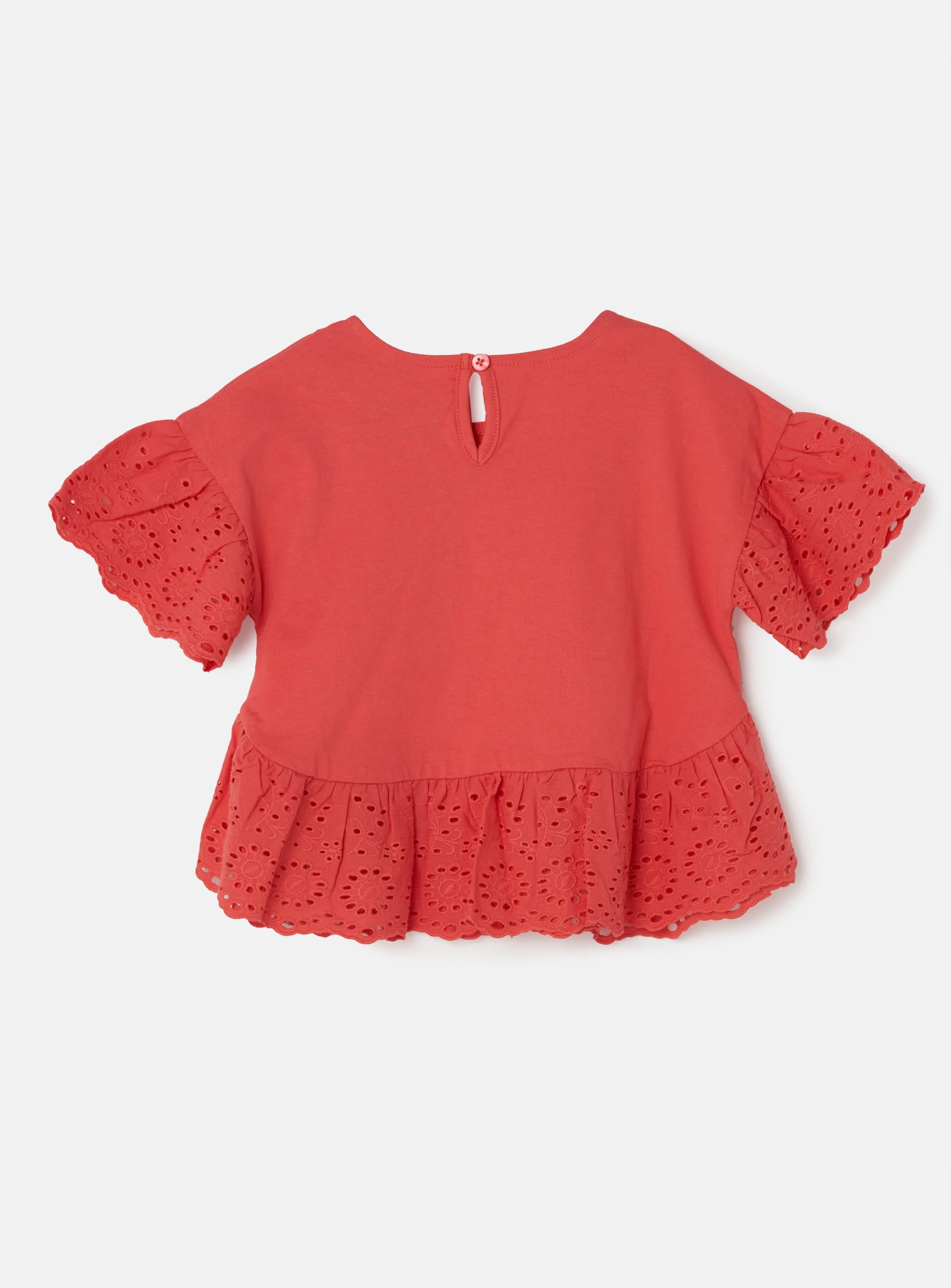 Baby Girl Floral Embroidered Red Top