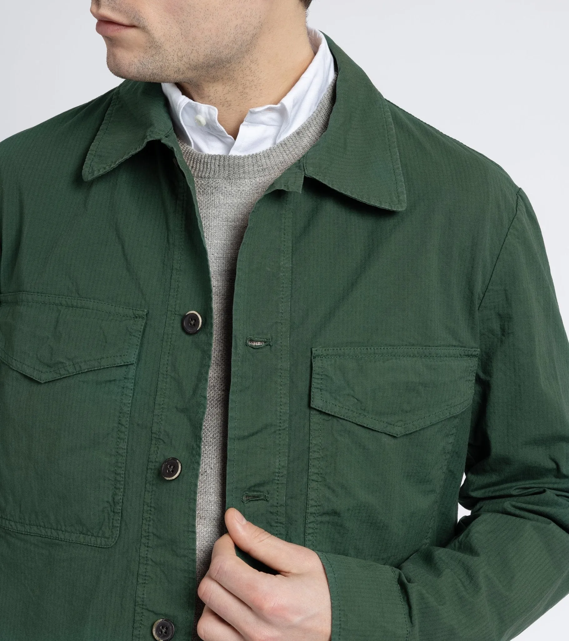 Barena Desco Mariol Ripstop Overshirt: Green