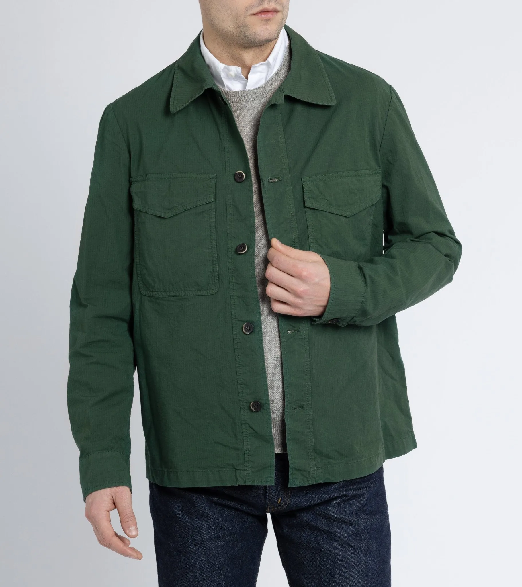 Barena Desco Mariol Ripstop Overshirt: Green