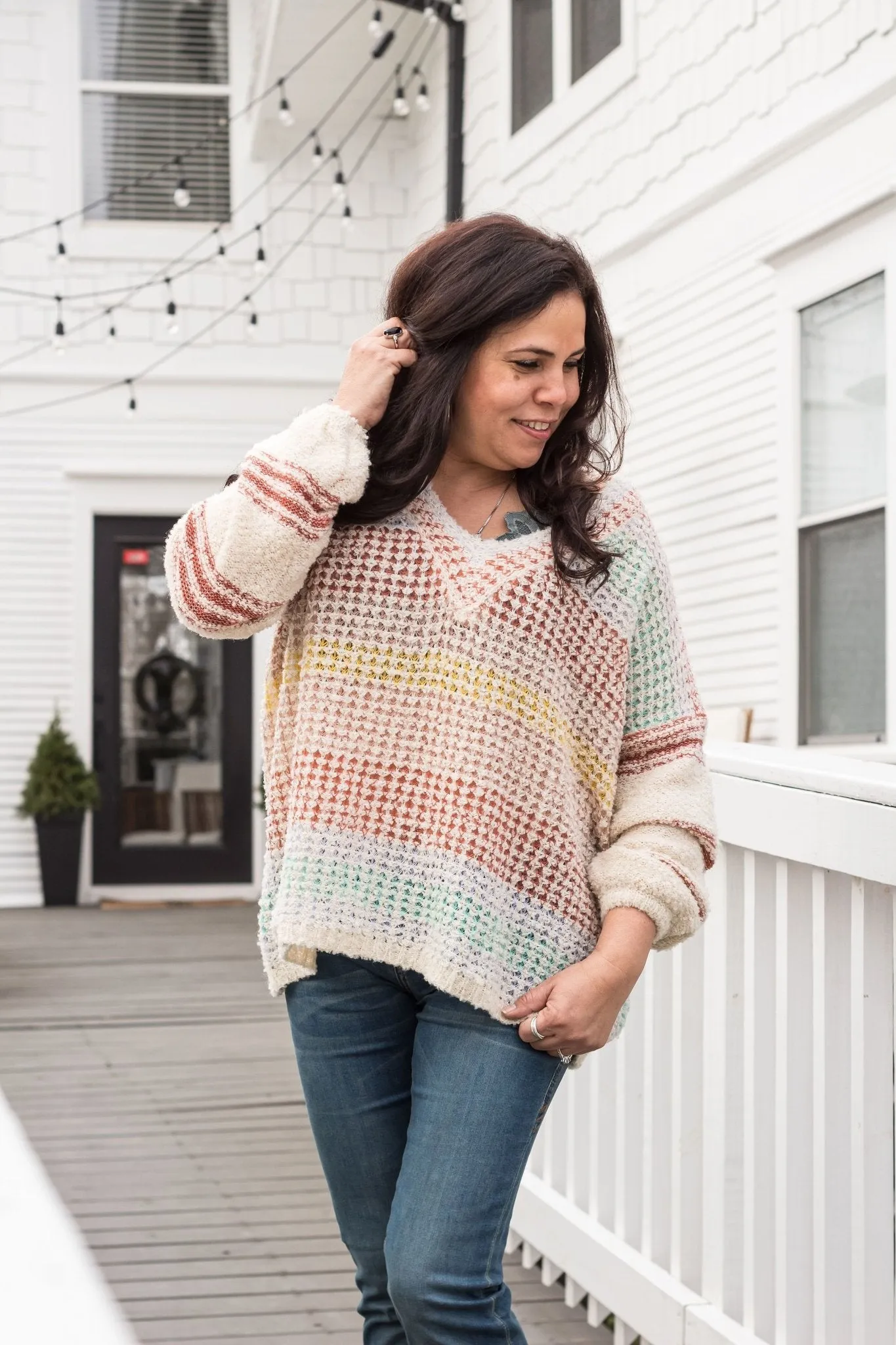 Be Still Multi Color Striped Sweater