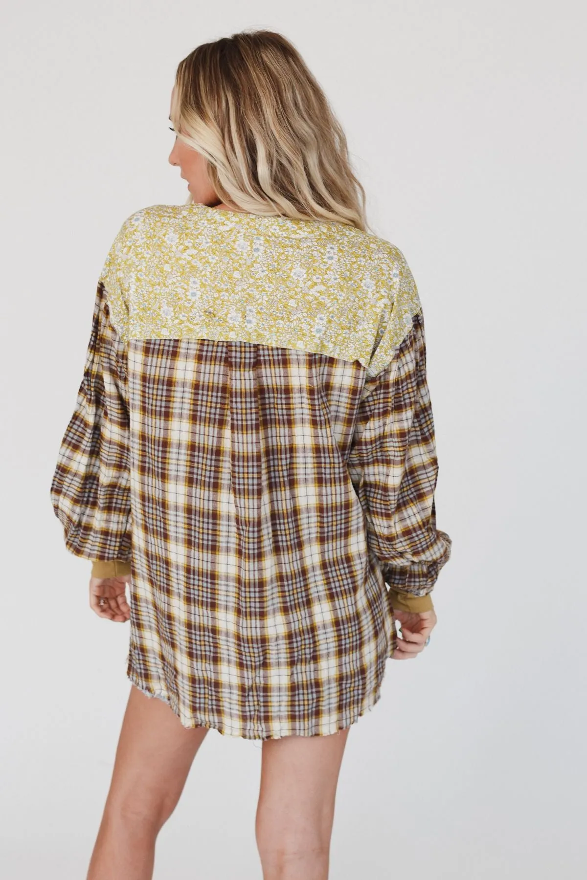 Better Together Mixed Print Top - Mustard