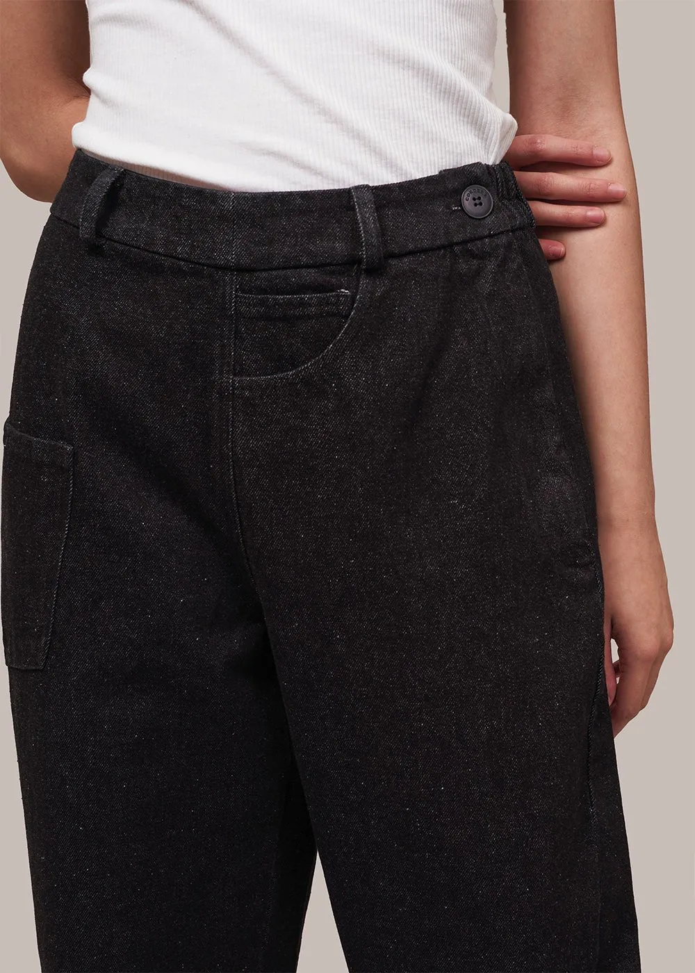 Black Denim Twist Pants