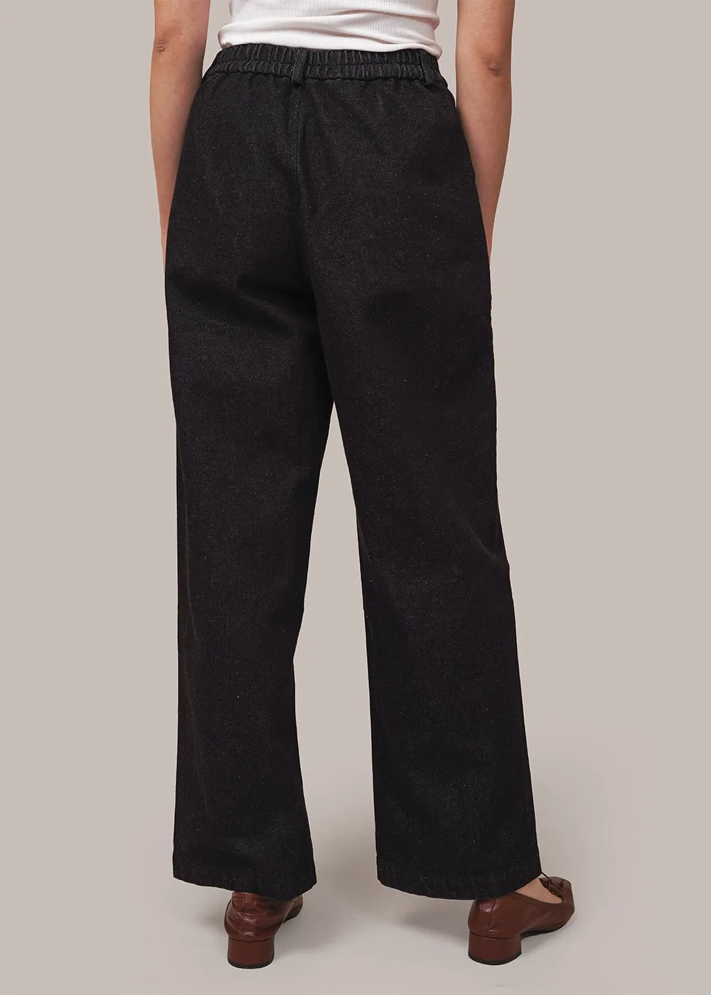 Black Denim Twist Pants