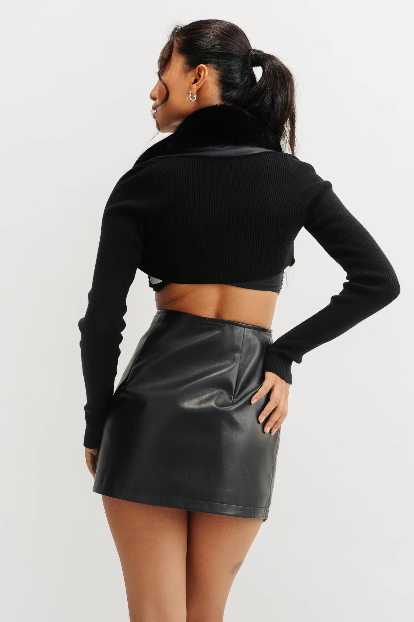 Black Slit A-Line Skirt