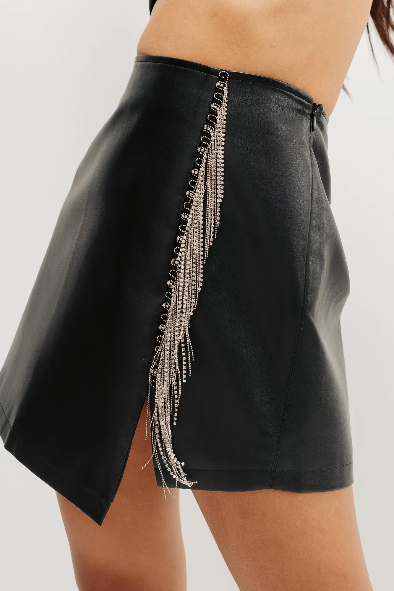 Black Slit A-Line Skirt