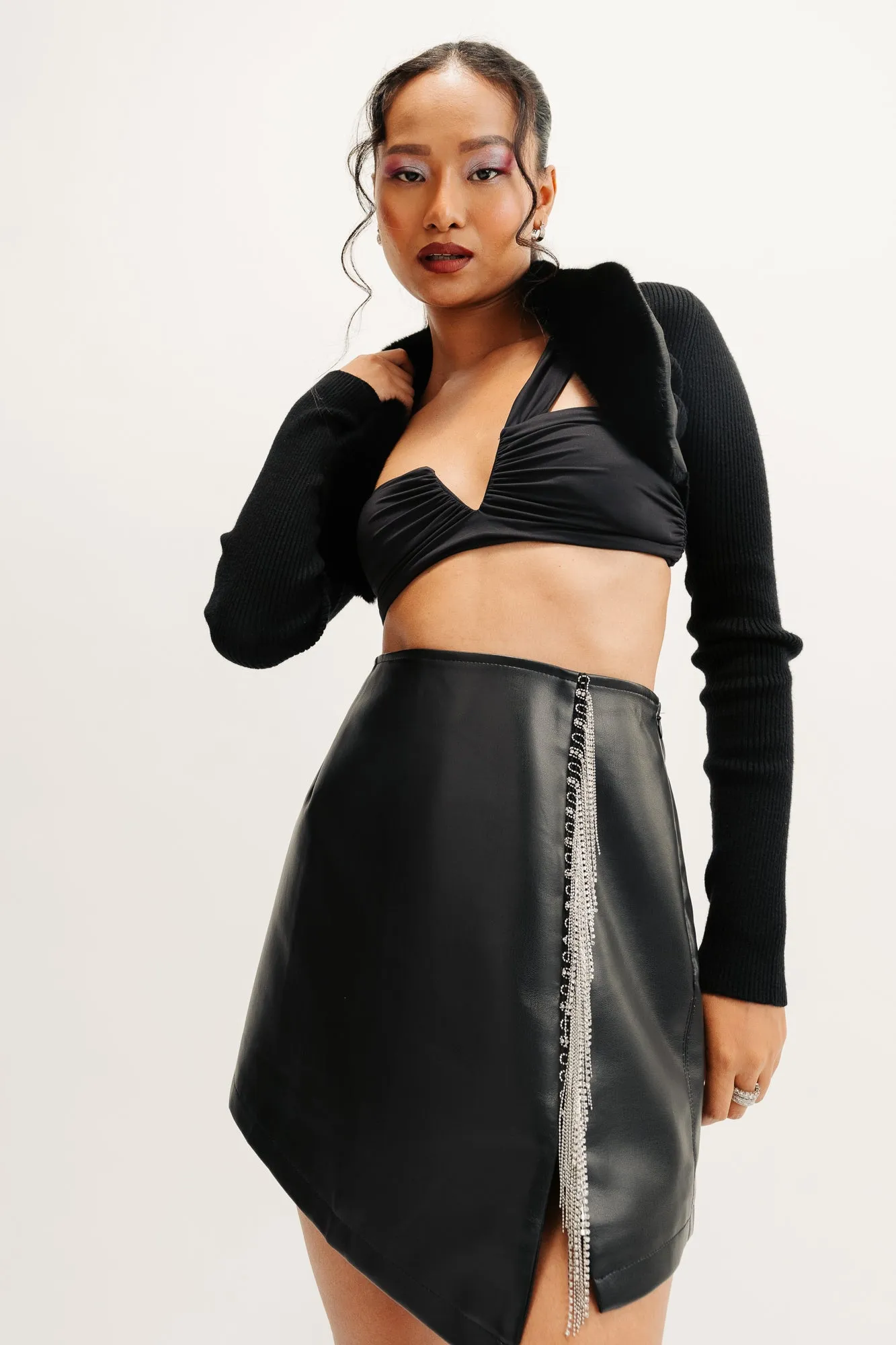 Black Slit A-Line Skirt