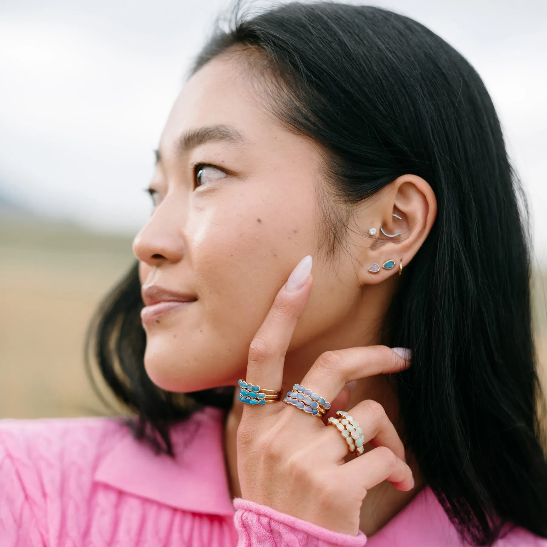 Blue Opal Studs