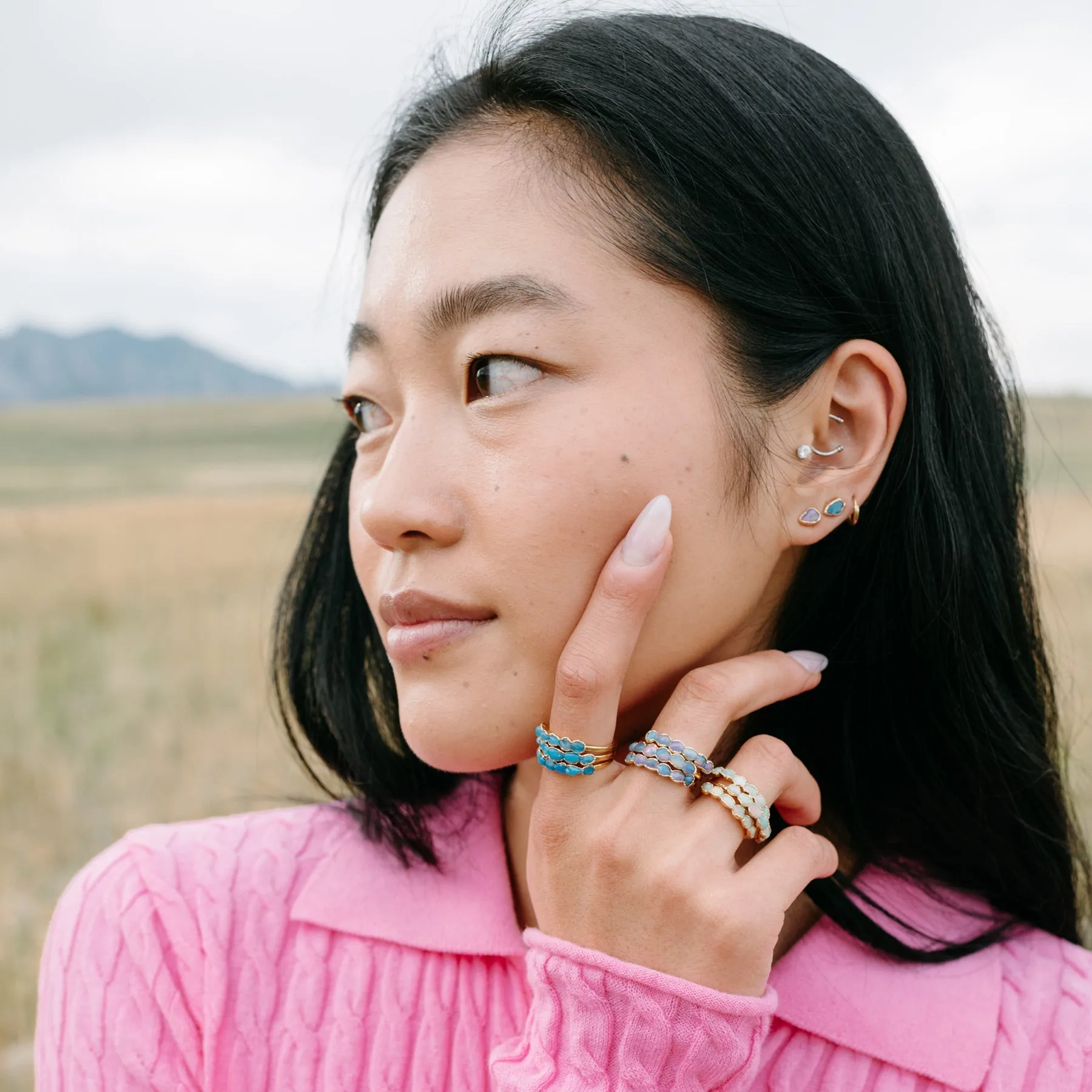 Blue Opal Studs