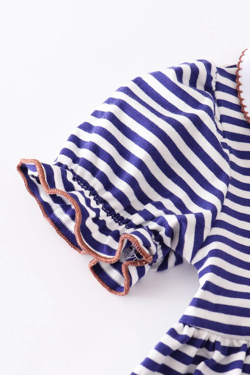 Blue stripe football applique dress